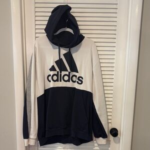 Adidas Men's Navy and White Hoodie